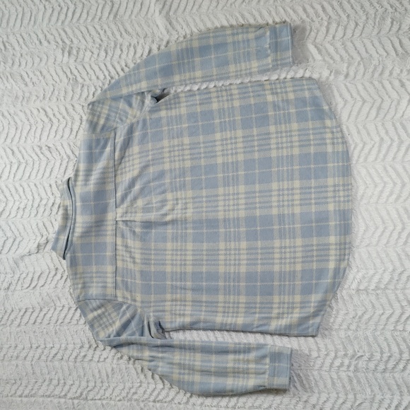 423. Faherty Legend Sweater Shirt | Color: Light Blue/Off-White Plaid - Picture 8 of 9